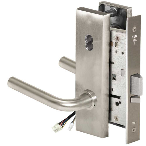 BEST 45HW7DEL12N619RQE12V Fail Safe 12V Electrified Mortise Lock 12 Lever N Escutcheon Request to Exit Satin Nickel 45HW7DEL12N619RQE12V