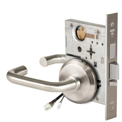 BEST 45HW0LEL3S61912V Fail Safe 12V With Deadbolt No Key Override Electrified Mortise Lock 3 Lever S Rose Satin Nickel 45HW0LEL3S61912V