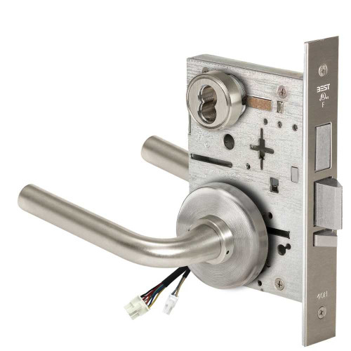 BEST 45HW7TDEL12H619 Fail Safe 24V With Deadbolt Electrified Mortise Lock 12 Lever H Rose Satin Nickel 45HW7TDEL12H619
