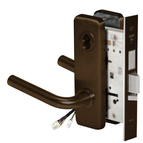 BEST 45HW7TDEL12J611 Fail Safe 24V With Deadbolt Electrified Mortise Lock 12 Lever J Escutcheon Bright Bronze 45HW7TDEL12J611