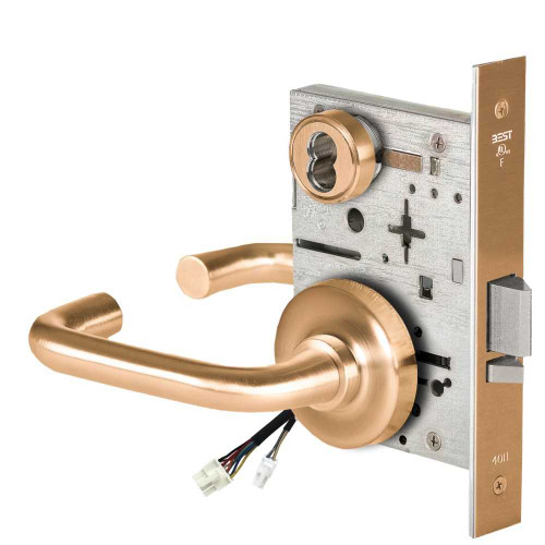 BEST 45HW7WEL3R612 Fail Safe 24V Double Cylinder Electrified Mortise Lock 3 Lever R Rose Satin Bronze 45HW7WEL3R612