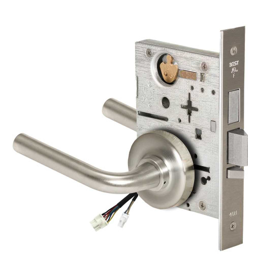 BEST 45HW0LEL12R619 Fail Safe 24V With Deadbolt No Key Override Electrified Mortise Lock 12 Lever R Rose Satin Nickel 45HW0LEL12R619