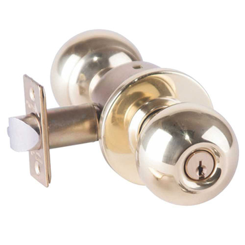 Arrow RK17-BD-03-CS Grade 2 Classroom Cylindrical Lock Ball Knob Conventional Cylinder Schlage C Keyway Bright Brass Finish Non-handed RK17-BD-03-CS