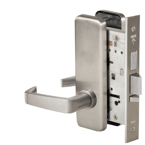 BEST 45HW0LEL15J61912V Fail Safe 12V With Deadbolt No Key Override Electrified Mortise Lock 15 Lever J Escutcheon Satin Nickel 45HW0LEL15J61912V