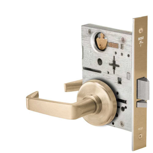 BEST 45HW0NXEL15H60612V Fail Safe 12V No Key Override Electrified Mortise Lock 15 Lever H Rose Satin Brass 45HW0NXEL15H60612V