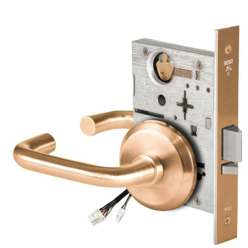 BEST 45HW0NXEL3S61212V Fail Safe 12V No Key Override Electrified Mortise Lock 3 Lever S Rose Satin Bronze 45HW0NXEL3S61212V