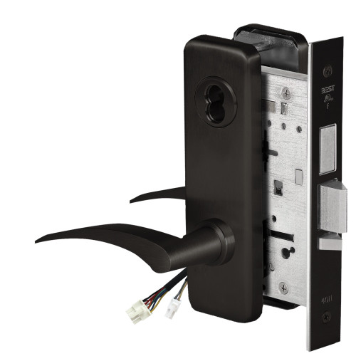 BEST 45HW7TDEL17LJ622RQE12V Fail Safe 12V With Deadbolt Electrified Mortise Lock 17 Lever J Escutcheon Left Hand Request to Exit Flat Black