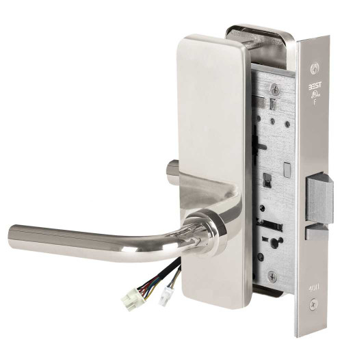 BEST 45HW0NXEU12J629 Fail Secure 24V No Key Override Electrified Mortise Lock 12 Lever J Escutcheon Bright Stainless Steel 45HW0NXEU12J629