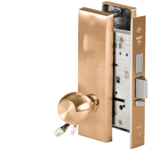 BEST 45HW0LEU4M61212V Fail Secure 12V With Deadbolt No Key Override Electrified Mortise Lock 4 Knob M Escutcheon Satin Bronze