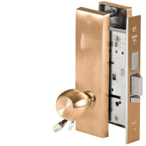 BEST 45HW0LEU4M61212V Fail Secure 12V With Deadbolt No Key Override Electrified Mortise Lock 4 Knob M Escutcheon Satin Bronze 45HW0LEU4M61212V