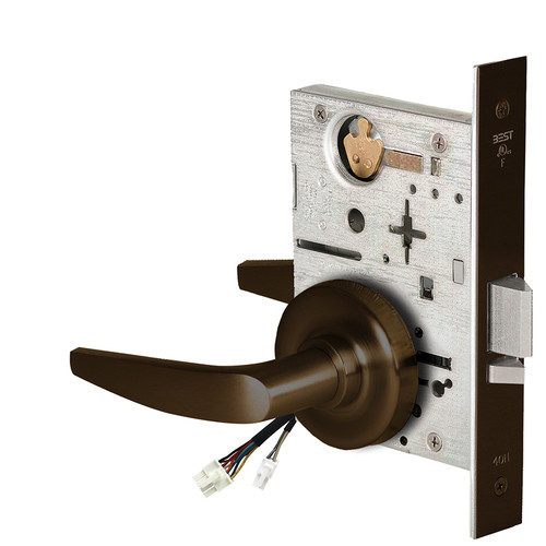 BEST 45HW0NXEU16R611 Fail Secure 24V No Key Override Electrified Mortise Lock 16 Lever R Rose Bright Bronze
