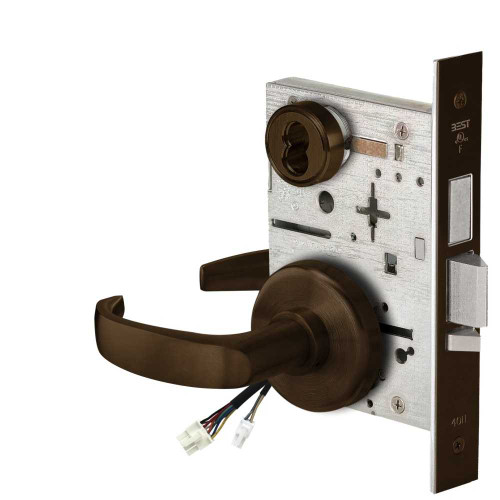 BEST 45HW7TDEU14H611RQE12V Fail Secure 12V With Deadbolt Electrified Mortise Lock 14 Lever H Rose Request to Exit Bright Bronze 45HW7TDEU14H611RQE12V