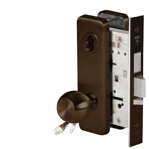 BEST 45HW7TWEL4J61112V Fail Safe 12V Double Cylinder With Deadbolt Electrified Mortise Lock 4 Knob J Escutcheon Bright Bronze