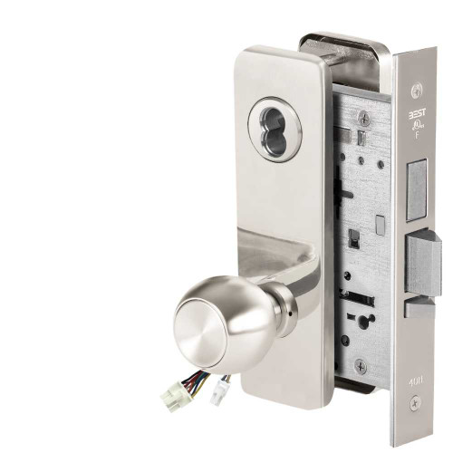 BEST 45HW7TWEL4J629RQE12V Fail Safe 12V Double Cylinder With Deadbolt Electrified Mortise Lock 4 Knob J Escutcheon Request to Exit Bright Stainless Steel 45HW7TWEL4J629RQE12V