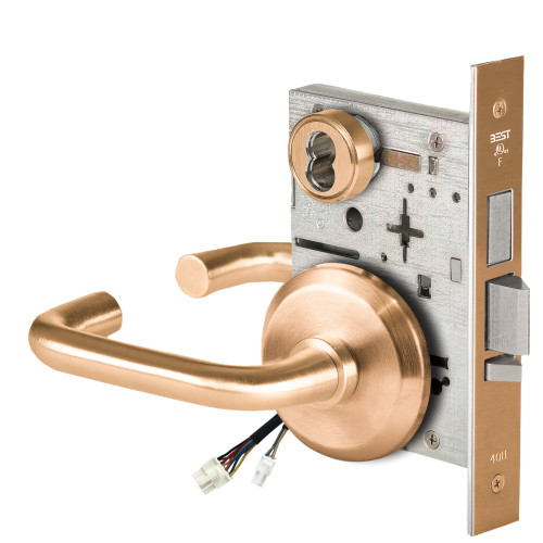 BEST 45HW7TWEL3S612 Fail Safe 24V Double Cylinder With Deadbolt Electrified Mortise Lock 3 Lever S Rose Satin Bronze