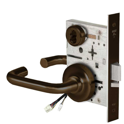 BEST 45HW7WEU3R61112V Fail Secure 12V Double Cylinder Electrified Mortise Lock 3 Lever R Rose Bright Bronze 45HW7WEU3R61112V