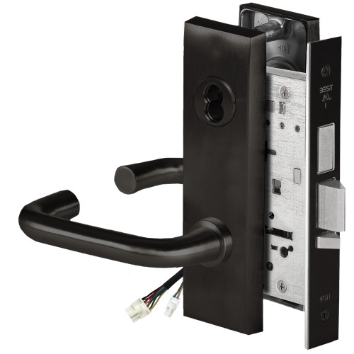 BEST 45HW7TWEL3M622RQE Fail Safe 24V Double Cylinder With Deadbolt Electrified Mortise Lock 3 Lever M Escutcheon Request to Exit Flat Black