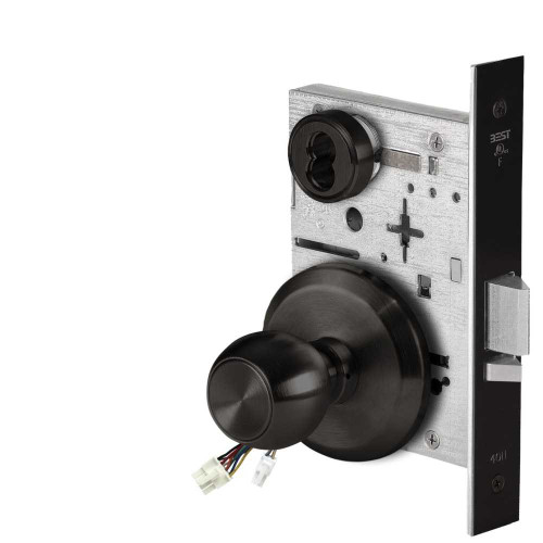 BEST 45HW7DEL4S622 Fail Safe 24V Electrified Mortise Lock 4 Knob S Rose Flat Black 45HW7DEL4S622