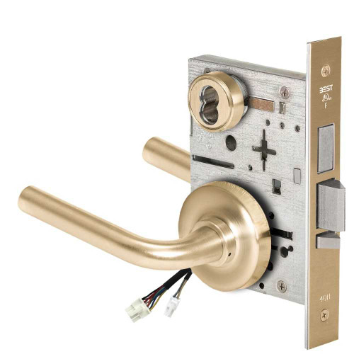 BEST 45HW7TDEU12R60612V Fail Secure 12V With Deadbolt Electrified Mortise Lock 12 Lever R Rose Satin Brass 45HW7TDEU12R60612V