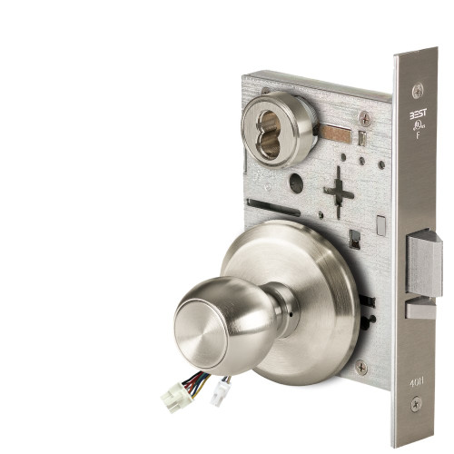 BEST 45HW7DEL4S619RQE Fail Safe 24V Electrified Mortise Lock 4 Knob S Rose Request to Exit Satin Nickel