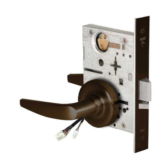BEST 45HW0NXEU16R613RQE12V Fail Secure 12V No Key Override Electrified Mortise Lock 16 Lever R Rose Request to Exit Oil Rubbed Bronze 45HW0NXEU16R613RQE12V