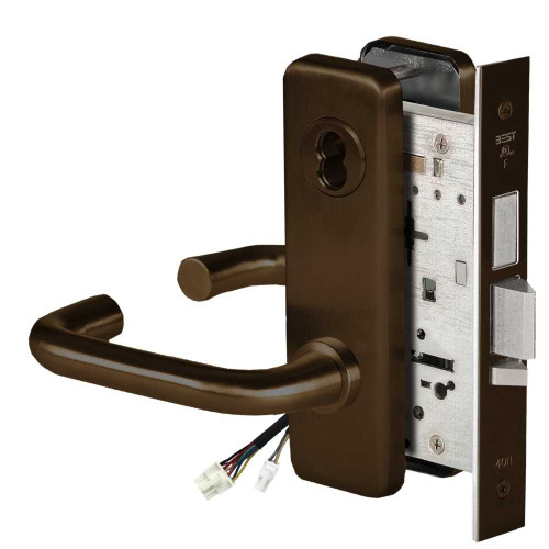 BEST 45HW7TWEL3J61112V Fail Safe 12V Double Cylinder With Deadbolt Electrified Mortise Lock 3 Lever J Escutcheon Bright Bronze 45HW7TWEL3J61112V