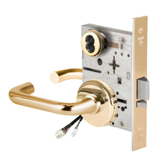BEST 45HW7DEL3H605RQE12V Fail Safe 12V Electrified Mortise Lock 3 Lever H Rose Request to Exit Bright Brass 45HW7DEL3H605RQE12V