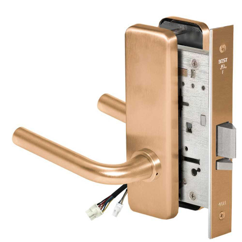 BEST 45HW0NXEL12J612RQE12V Fail Safe 12V No Key Override Electrified Mortise Lock 12 Lever J Escutcheon Request to Exit Satin Bronze 45HW0NXEL12J612RQE12V