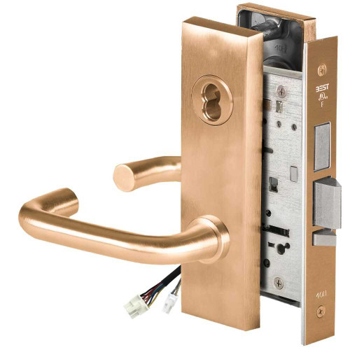 BEST 45HW7TWEL3M612 Fail Safe 24V Double Cylinder With Deadbolt Electrified Mortise Lock 3 Lever M Escutcheon Satin Bronze 45HW7TWEL3M612