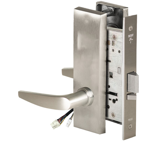 BEST 45HW0NXEU16M619 Fail Secure 24V No Key Override Electrified Mortise Lock 16 Lever M Escutcheon Satin Nickel