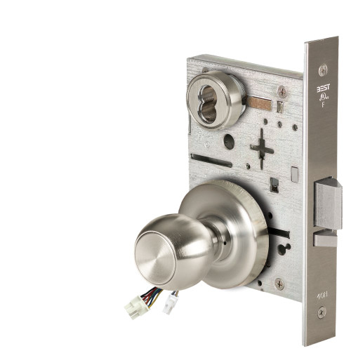 BEST 45HW7WEU4R619RQE Fail Secure 24V Double Cylinder Electrified Mortise Lock 4 Knob R Rose Request to Exit Satin Nickel