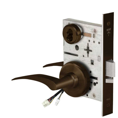 BEST 45HW7WEU17RH611 Fail Secure 24V Double Cylinder Electrified Mortise Lock 17 Lever H Rose Right Hand Bright Bronze 45HW7WEU17RH611