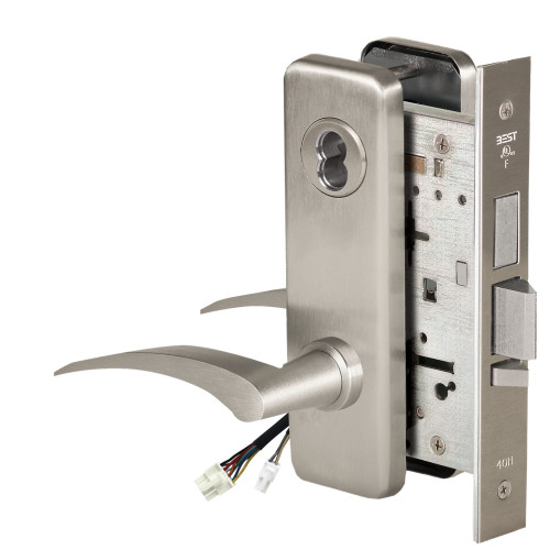 BEST 45HW7TDEU17LJ619 Fail Secure 24V With Deadbolt Electrified Mortise Lock 17 Lever J Escutcheon Left Hand Satin Nickel