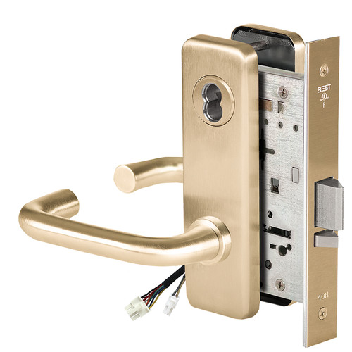 BEST 45HW7WEU3J606RQE12V Fail Secure 12V Double Cylinder Electrified Mortise Lock 3 Lever J Escutcheon Request to Exit Satin Brass