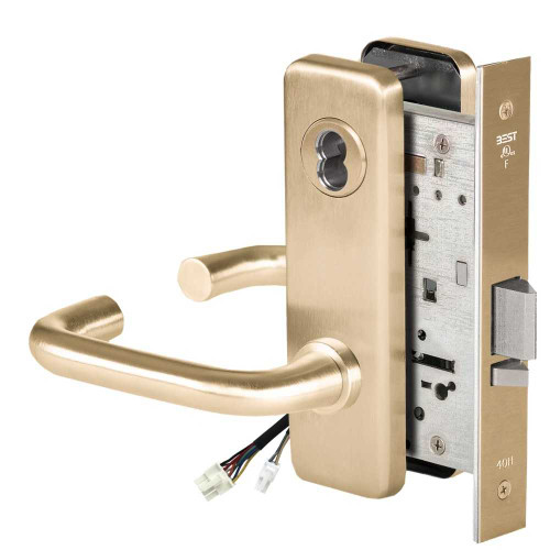 BEST 45HW7WEU3J606RQE12V Fail Secure 12V Double Cylinder Electrified Mortise Lock 3 Lever J Escutcheon Request to Exit Satin Brass 45HW7WEU3J606RQE12V