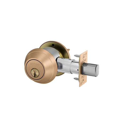 Schlage B660P 612 Grade 1 Single Cylinder Deadbolt Keyed Outside/Thumbturn Inside 6-Pin Cylinder 12-296 Latch 10-094 Strike Satin Bronze Finish B660P 612
