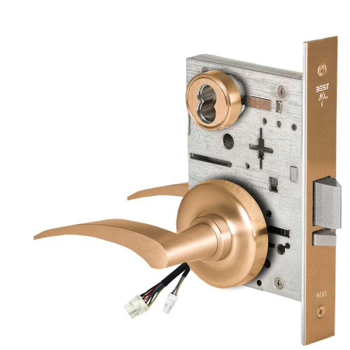 BEST 45HW7WEU17LR612RQE12V Fail Secure 12V Double Cylinder Electrified Mortise Lock 17 Lever R Rose Left Hand Request to Exit Satin Bronze 45HW7WEU17LR612RQE12V