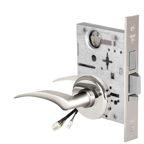 BEST 45HW0LEU17RH629 Fail Secure 24V With Deadbolt No Key Override Electrified Mortise Lock 17 Lever H Rose Right Hand Bright Stainless Steel 45HW0LEU17RH629