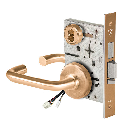 BEST 45HW7TDEL3H612 Fail Safe 24V With Deadbolt Electrified Mortise Lock 3 Lever H Rose Satin Bronze