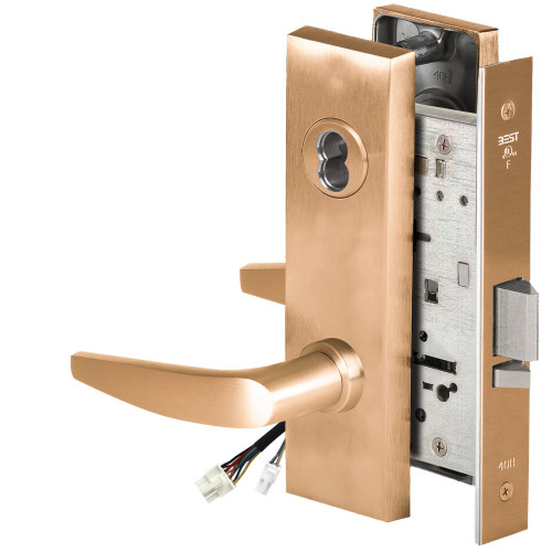 BEST 45HW7WEU16M612 Fail Secure 24V Double Cylinder Electrified Mortise Lock 16 Lever M Escutcheon Satin Bronze