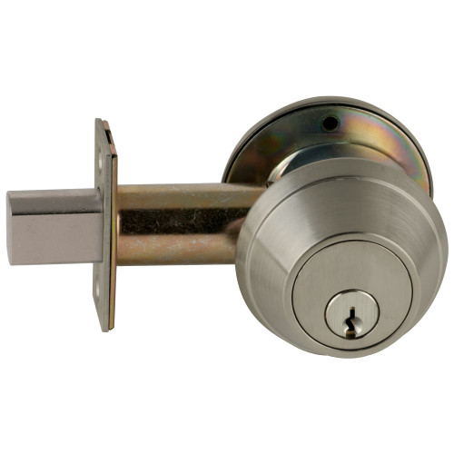Schlage B660P 619 Grade 1 Single Cylinder Deadbolt 2-3/4 Backset Conventional 6-Pin Cylinder Keyed 5 Satin Nickel Plated Clear Coated Finish