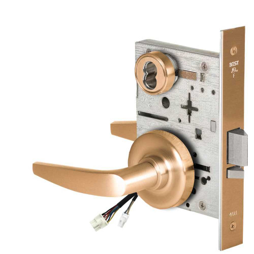 BEST 45HW7WEU16R612RQE Fail Secure 24V Double Cylinder Electrified Mortise Lock 16 Lever R Rose Request to Exit Satin Bronze 45HW7WEU16R612RQE