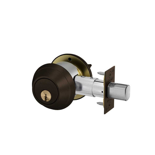 Schlage B660P 613 C123 Grade 1 Single Cylinder Deadbolt Keyed Outside/Thumbturn Inside 6-Pin Cylinder 12-296 Latch 10-094 Strike Dark Oxidized Satin Bronze Oil Rubbed Finish B660P 613 C123