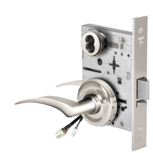 BEST 45HW7WEL17LR625RQE Fail Safe 24V Double Cylinder Electrified Mortise Lock 17 Lever R Rose Left Hand Request to Exit Bright Chrome 45HW7WEL17LR625RQE
