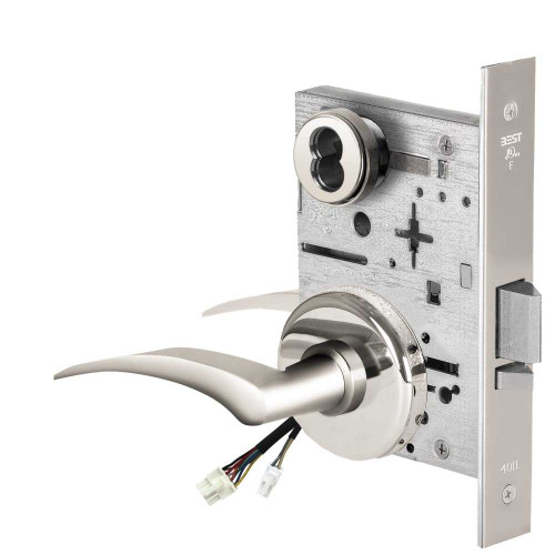 BEST 45HW7WEL17RH625RQE Fail Safe 24V Double Cylinder Electrified Mortise Lock 17 Lever H Rose Right Hand Request to Exit Bright Chrome 45HW7WEL17RH625RQE