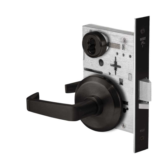 BEST 45HW7DEL15S622RQE12V Fail Safe 12V Electrified Mortise Lock 15 Lever S Rose Request to Exit Flat Black 45HW7DEL15S622RQE12V