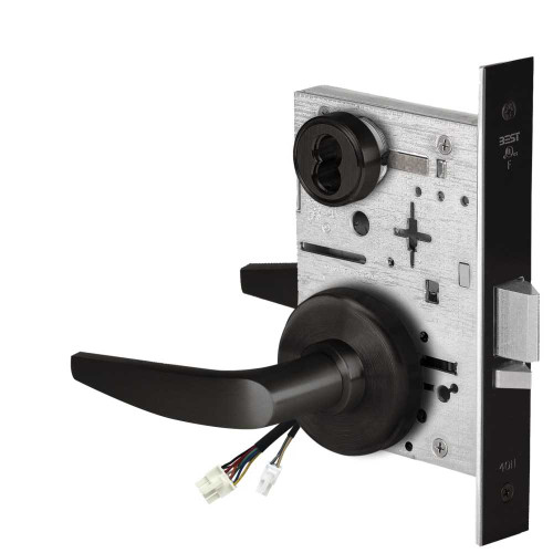 BEST 45HW7DEL16H622RQE Fail Safe 24V Electrified Mortise Lock 16 Lever H Rose Request to Exit Flat Black 45HW7DEL16H622RQE