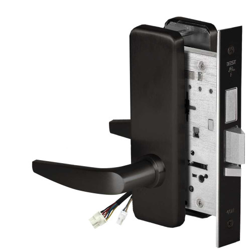 BEST 45HW0LEL16J622 Fail Safe 24V With Deadbolt No Key Override Electrified Mortise Lock 16 Lever J Escutcheon Flat Black 45HW0LEL16J622