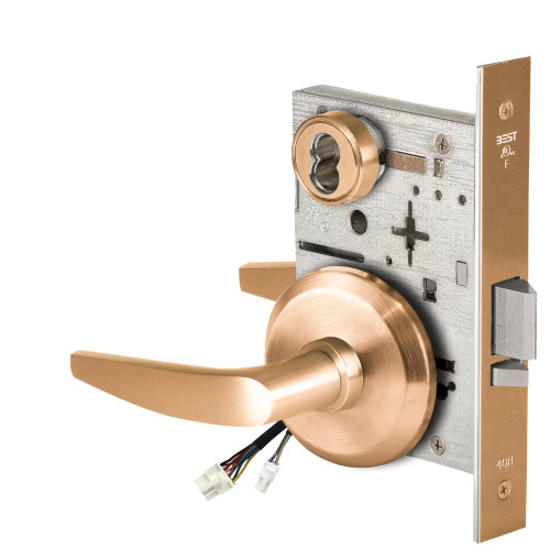 BEST 45HW7WEU16S612 Fail Secure 24V Double Cylinder Electrified Mortise Lock 16 Lever S Rose Satin Bronze