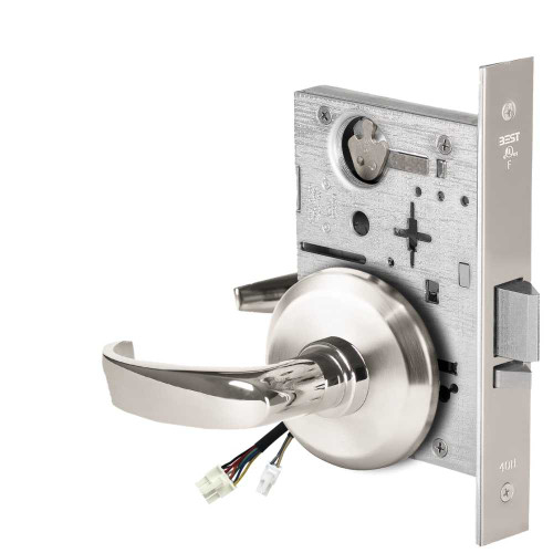BEST 45HW0NXEL14S625 Fail Safe 24V No Key Override Electrified Mortise Lock 14 Lever S Rose Bright Chrome 45HW0NXEL14S625